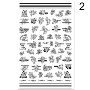 Flowers Leaves Line 3D Nail Stickers Autumn Winter Fall Leaf Design Transfer Sliders Abstract Waves Nail Art Decals Manicures  Decal Self-Adhesive 3D Wave Design Decoration for Women Girls Tape Nail Art Stickers Decal Decoration