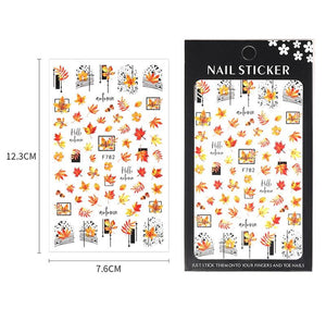 Flowers Leaves Line 3D Nail Stickers Autumn Winter Fall Leaf Design Transfer Sliders Abstract Waves Nail Art Decals Manicures  Decal Self-Adhesive 3D Wave Design Decoration for Women Girls Tape Nail Art Stickers Decal Decoration