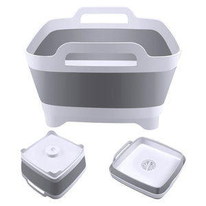 Foldable Dish Tub Washing Basin Collapsible Draining Pan Strainer Food Basket