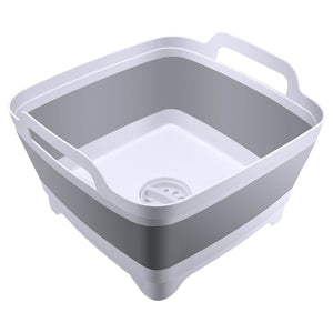 Foldable Dish Tub Washing Basin Collapsible Draining Pan Strainer Food Basket