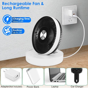 Foldable Rechargeable LED Desk Fan Wall Mounted with Magnetic Remote