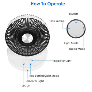 Foldable Rechargeable LED Desk Fan Wall Mounted with Magnetic Remote