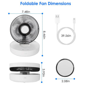 Foldable Rechargeable LED Desk Fan Wall Mounted with Magnetic Remote