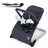 Foldable Baby Bouncer with Removable Fabric Cover and Toy Bar-Black