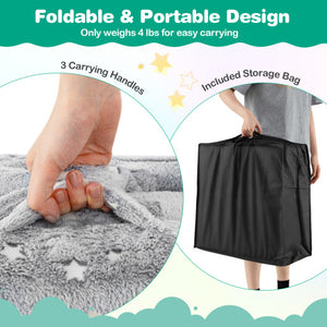 Foldable Floor Mattress for Kids with Washable Flannel Cover-Dark Gray