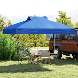 10 X 10 FT Foldable Outdoor Patio Shelter Canopy Tent with 1-Push Center Lock-Blue