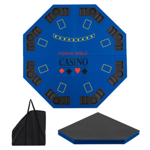 8-Player Foldable Poker Table Top with Carrying Bag-Blue