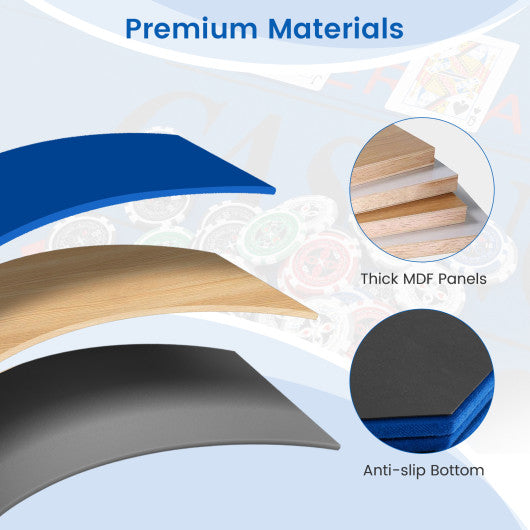 8-Player Foldable Poker Table Top with Carrying Bag-Blue