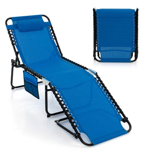 Foldable Recline Lounge Chair with Adjustable Backrest and Footrest-Gray