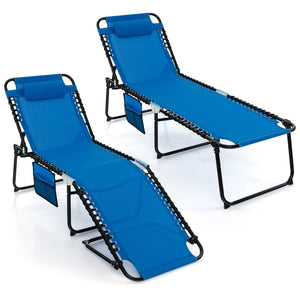 Foldable Recline Lounge Chair with Adjustable Backrest and Footrest-Gray