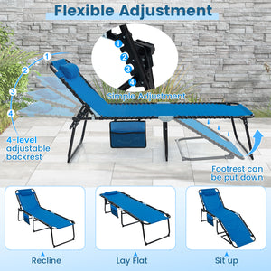 Foldable Recline Lounge Chair with Adjustable Backrest and Footrest-Gray