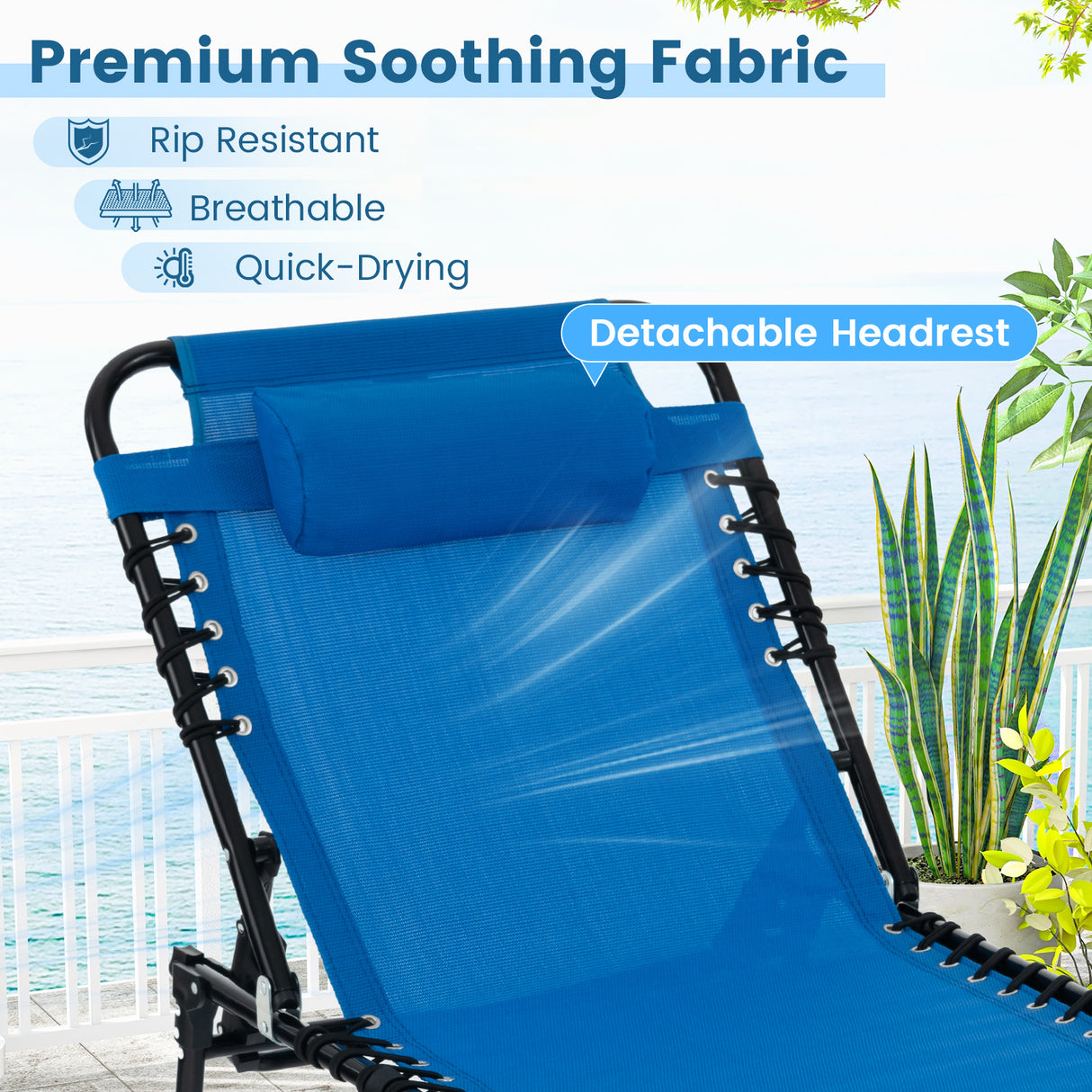 Foldable Recline Lounge Chair with Adjustable Backrest and Footrest-Gray