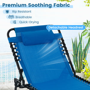 Foldable Recline Lounge Chair with Adjustable Backrest and Footrest-Gray