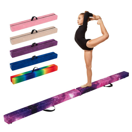 Folding Balance Beam with Solid Wood Base and Anti-slip Bottom-Pink