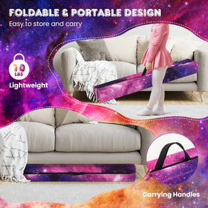 Folding Balance Beam with Solid Wood Base and Anti-slip Bottom-Pink