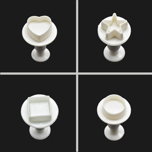 Fondant Cake Cookie Cutter Embossed Ejector Stamp Plunger Mold Kitchen Baking Cake Decorating Tools  Heart Shaped Cookie Mold Hand Press Cookie Dessert Cutter Pastry Decoration Tool Mooncake Maker