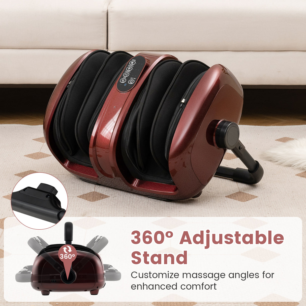 Foot and Calf Massager with Heat for Blood Circulation Pain Relief-Red
