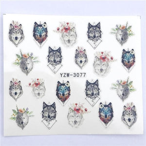 Fox Wolf Animal 3D Embossed Nail Sticker Flower Adhesive Manicure Slider Nail Art Tips Decorations Decals Manicure Design Golden Firework Star Accessories Heart Nail Art Stickers Glitter Decals Love Nail Sequins Laser Heart Nail