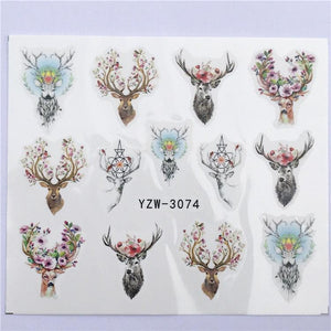 Fox Wolf Animal 3D Embossed Nail Sticker Flower Adhesive Manicure Slider Nail Art Tips Decorations Decals Manicure Design Golden Firework Star Accessories Heart Nail Art Stickers Glitter Decals Love Nail Sequins Laser Heart Nail