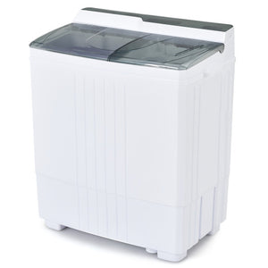 Twin Tub Portable Washing Machine with Timer Control and Drain Pump for Apartment-Gray