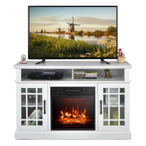 48 Inch Electric Fireplace TV Stand with Cabinets for TVs Up to 55 Inch-Black