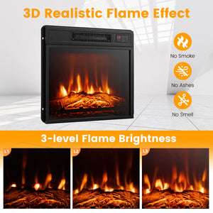 18 Inch 1400W Electric TV Stand Fireplace with Shelf-Natural