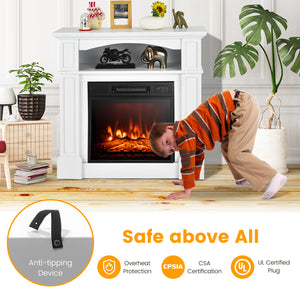 18 Inch 1400W Electric TV Stand Fireplace with Shelf-Natural