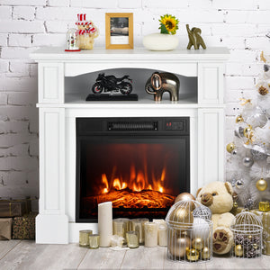 18 Inch 1400W Electric TV Stand Fireplace with Shelf-Natural