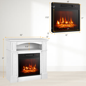 18 Inch 1400W Electric TV Stand Fireplace with Shelf-Natural