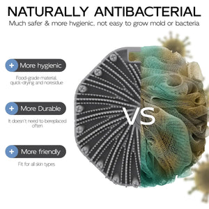 Silicone Body Scrubber, Exfoliating Body Wash Scrubbers Exfoliator, Shower Body Brush for Effective Showering Exfoliation and Gentle Massage (Gray) Gray