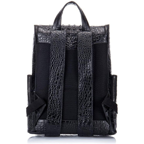 FR Fashion Co. 13" Men's Leather Crocodile Design Backpack - FR Fashion Co. 