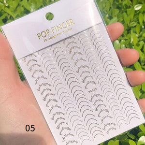 French Rose Gold Striping Tape Nail Design Stripe Lines Geometry 3D Sticker for Nails Gel Polish Sticker Decals for Manicuring Decorations Manicure Stickers Decals Silver Strip Line Nail Decal Self-Adhesive 3D Wave Decal Decoration Metallic Curve Design