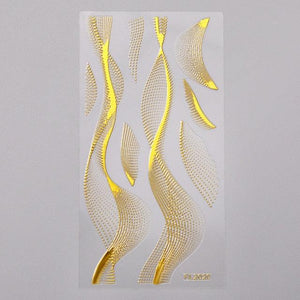 French Rose Gold Striping Tape Nail Design Stripe Lines Geometry 3D Sticker for Nails Gel Polish Sticker Decals for Manicuring Decorations Manicure Stickers Decals Silver Strip Line Nail Decal Self-Adhesive 3D Wave Decal Decoration Metallic Curve Design