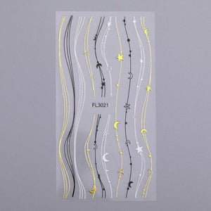 French Rose Gold Striping Tape Nail Design Stripe Lines Geometry 3D Sticker for Nails Gel Polish Sticker Decals for Manicuring Decorations Manicure Stickers Decals Silver Strip Line Nail Decal Self-Adhesive 3D Wave Decal Decoration Metallic Curve Design
