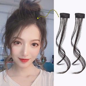 French Style Synthetic Air Bangs Women Fake Bangs Hair Piece Clip In Hair Extensions Blend Hair Clip In Hair Bangs Hairpiece Natural Flat Neat Bangs With Temples For Women One Piece Hairpiece