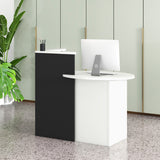 Front Reception Office Desk with Open Shelf and Drawer-Black & White