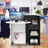 Front Reception Office Desk with Open Shelf and Drawer-Black & White