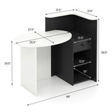 Front Reception Office Desk with Open Shelf and Drawer-Black & White