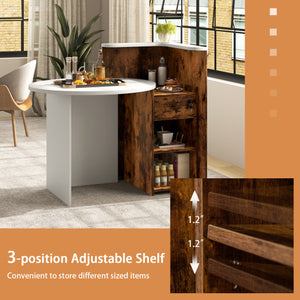 Front Reception Office Desk with Open Shelf and Drawer-Brown & White