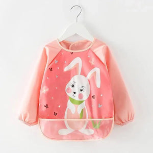 Full Body Adjustable Cute Cartoon Waterproof Eating Long Sleeve Apron Bib With Pocket For Babies Wonderful Gift