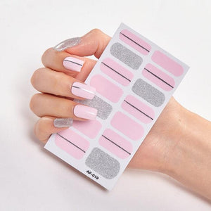 Full Cover Nail Stickers Nail Polish Nail Decoration Nails Sticker Designer Self Adhesive Nail Sticker Creative Nail Art Sticker Sticker Nail Decorations Accessories Metal Curve Stripe Lines Design Letter Nail Sticker Adhesive Decoration Template