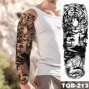 Full Women Man Realistic Waterproof Temporary Tattoo Tiger Stickers Luxury Big Design For Arm Thigh
