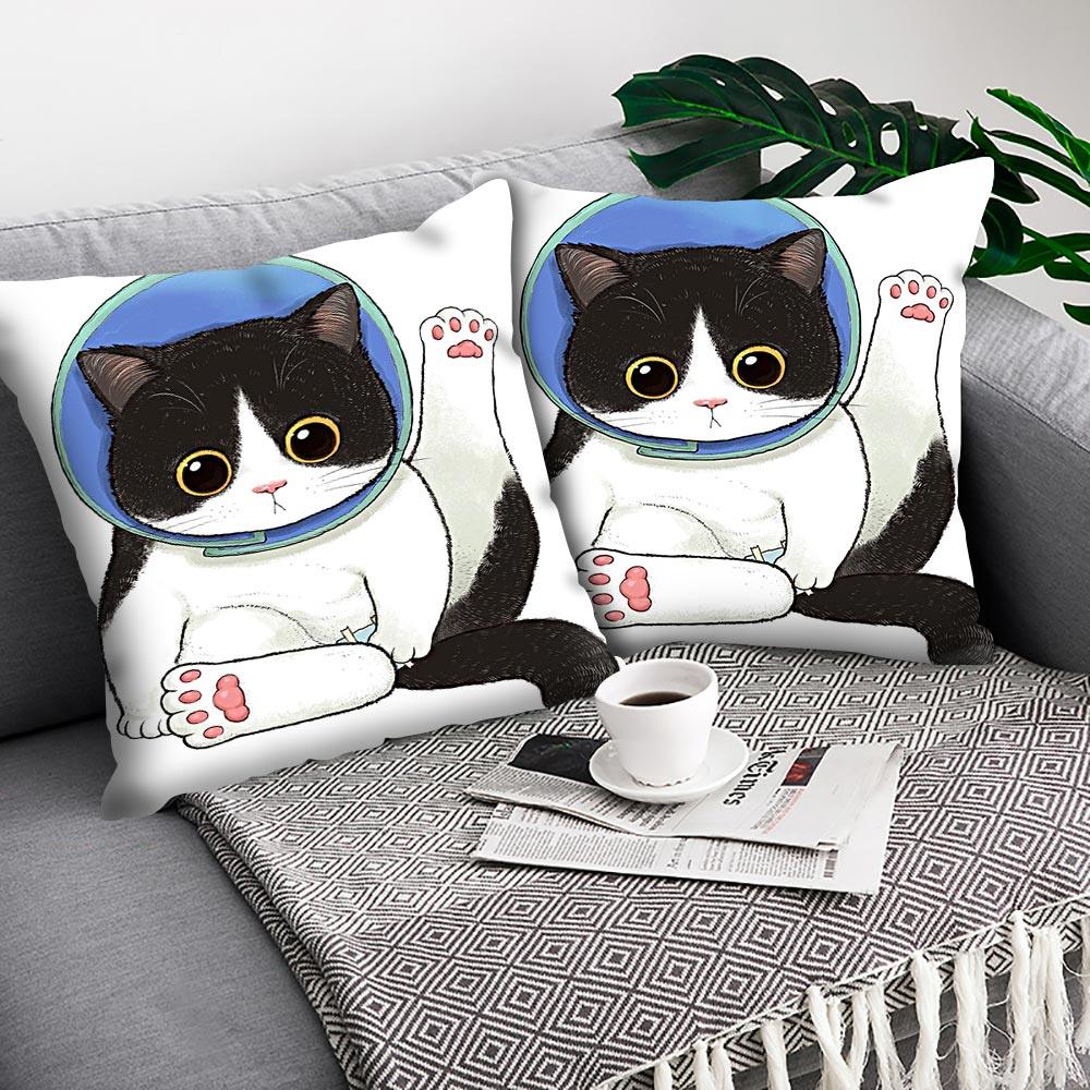Funny Cute Cat Plush Cushion Pillow Covers Cat Pillow Cases Animal Kitty Pillowcase Cotton Linen Cushion Cover For Couch Cover Pillows Cases For Sofa Home Decoration Pillowcase Polyester Throw Pillow Case 45x45CM