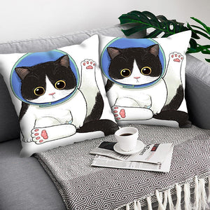 Funny Cute Cat Plush Cushion Pillow Covers Cat Pillow Cases Animal Kitty Pillowcase Cotton Linen Cushion Cover For Couch Cover Pillows Cases For Sofa Home Decoration Pillowcase Polyester Throw Pillow Case 45x45CM