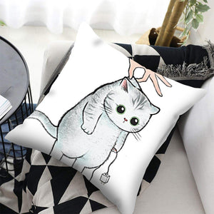 Funny Cute Cat Plush Cushion Pillow Covers Cat Pillow Cases Animal Kitty Pillowcase Cotton Linen Cushion Cover For Couch Cover Pillows Cases For Sofa Home Decoration Pillowcase Polyester Throw Pillow Case 45x45CM
