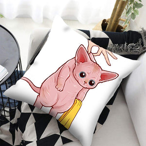Funny Cute Cat Plush Cushion Pillow Covers Cat Pillow Cases Animal Kitty Pillowcase Cotton Linen Cushion Cover For Couch Cover Pillows Cases For Sofa Home Decoration Pillowcase Polyester Throw Pillow Case 45x45CM