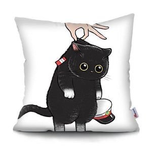 Funny Cute Cat Plush Cushion Pillow Covers Cat Pillow Cases Animal Kitty Pillowcase Cotton Linen Cushion Cover For Couch Cover Pillows Cases For Sofa Home Decoration Pillowcase Polyester Throw Pillow Case 45x45CM