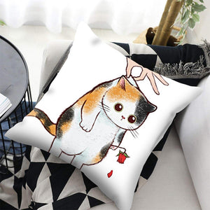 Funny Cute Cat Plush Cushion Pillow Covers Cat Pillow Cases Animal Kitty Pillowcase Cotton Linen Cushion Cover For Couch Cover Pillows Cases For Sofa Home Decoration Pillowcase Polyester Throw Pillow Case 45x45CM
