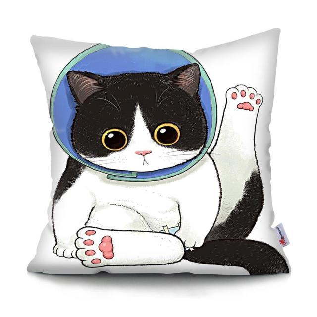 Funny Cute Cat Plush Cushion Pillow Covers Cat Pillow Cases Animal Kitty Pillowcase Cotton Linen Cushion Cover For Couch Cover Pillows Cases For Sofa Home Decoration Pillowcase Polyester Throw Pillow Case 45x45CM