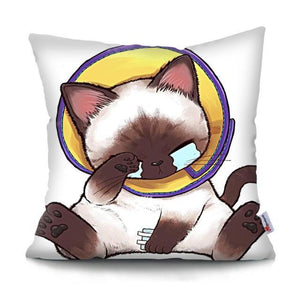 Funny Cute Cat Plush Cushion Pillow Covers Cat Pillow Cases Animal Kitty Pillowcase Cotton Linen Cushion Cover For Couch Cover Pillows Cases For Sofa Home Decoration Pillowcase Polyester Throw Pillow Case 45x45CM